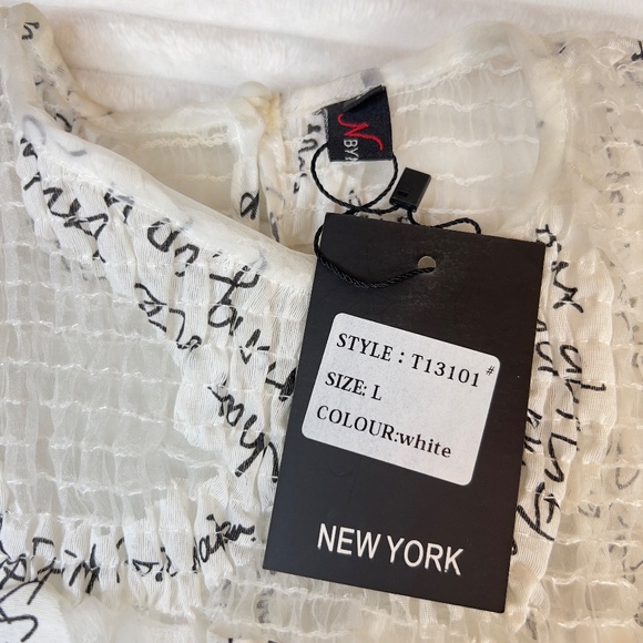 #A332  Nancy Whimsical Artsy White Sheer Ruffle Layered Organza Dress NWT L - Picture 4 of 4